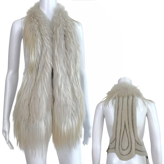 Roberto Cavalli Ivory Shearling Goat Fur Vest