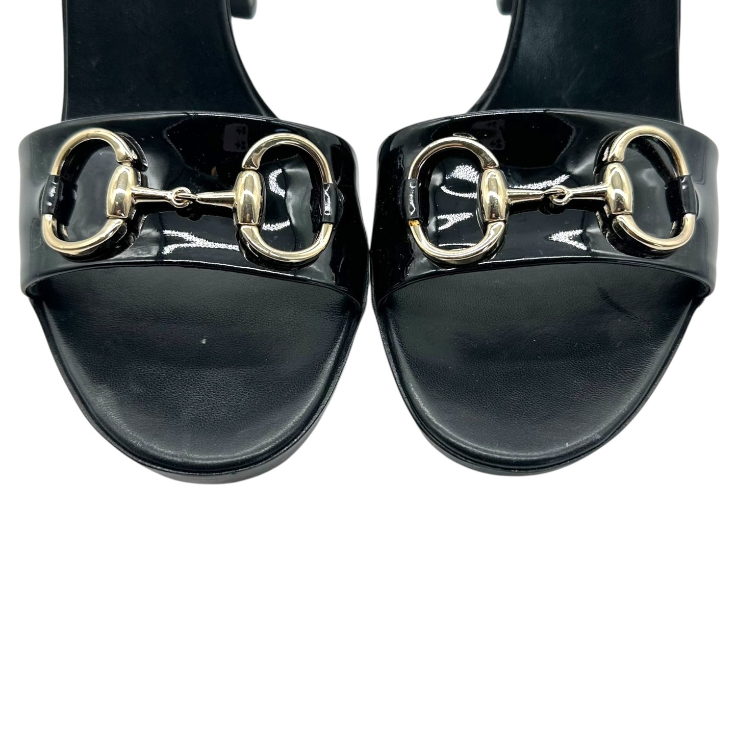 Gucci Black Patent Horsebit Mule Heels