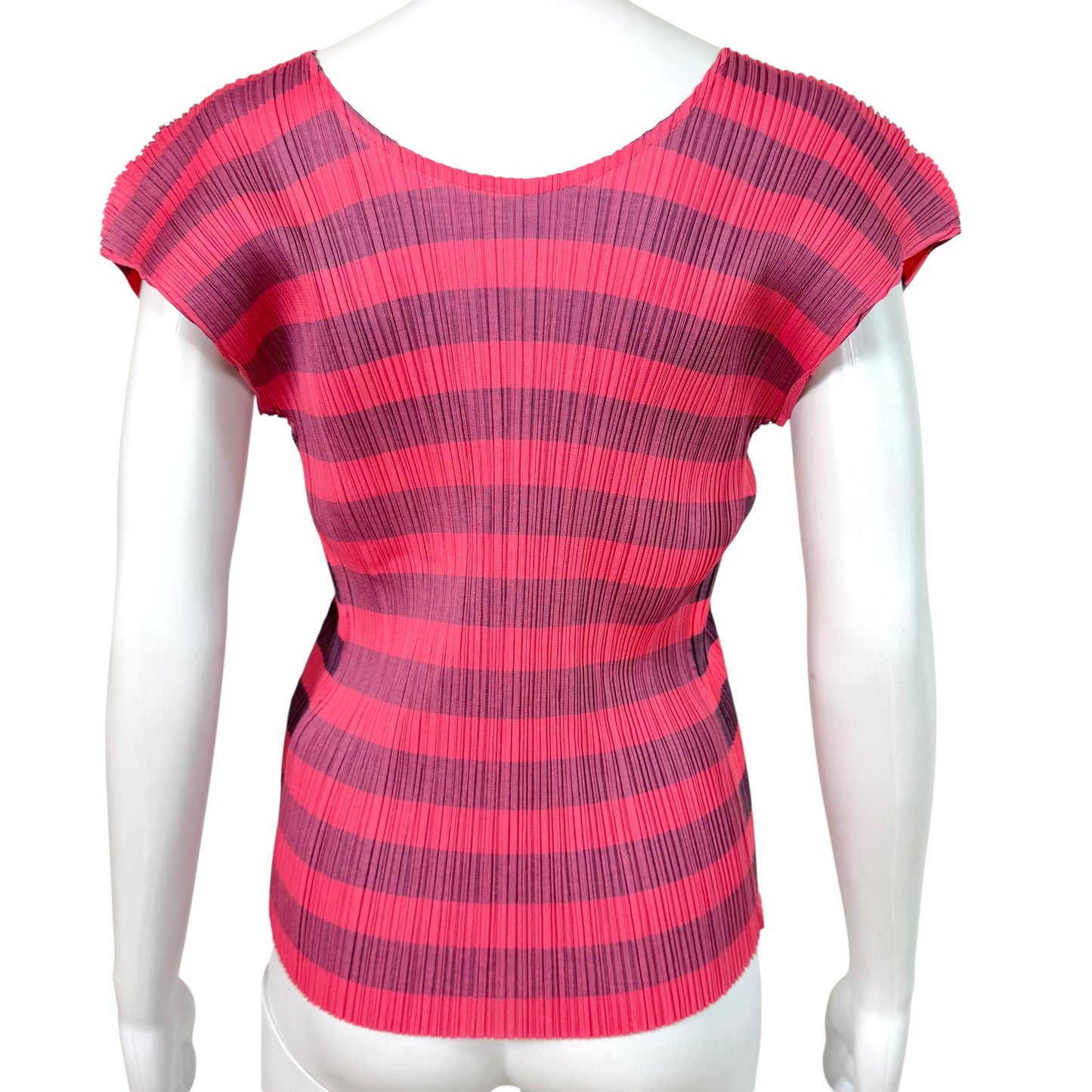 Issey Miyake Pleats Please Pink & Purple Striped Pleated Tank Top Sz 3