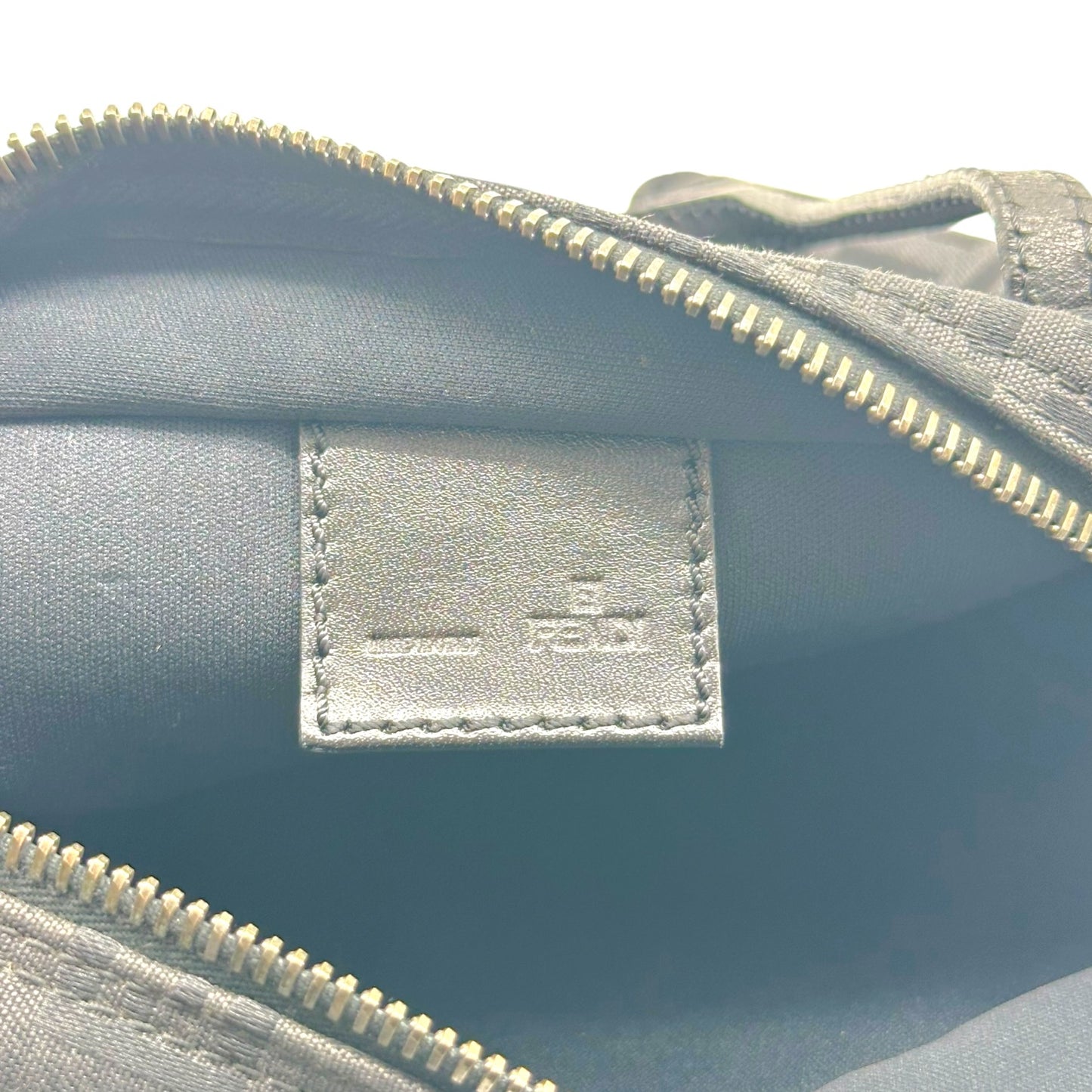Fendi Black Zucchino Monogram Top Handle Square Pochette Bag