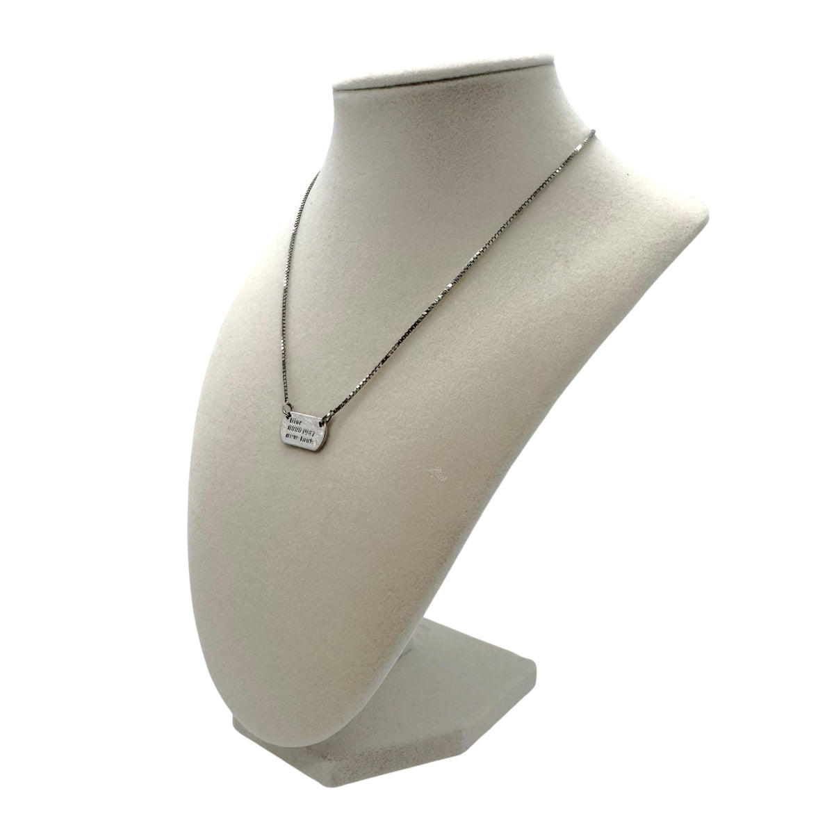 Christian Dior 2004 Silver Dog Tag Logo Necklace