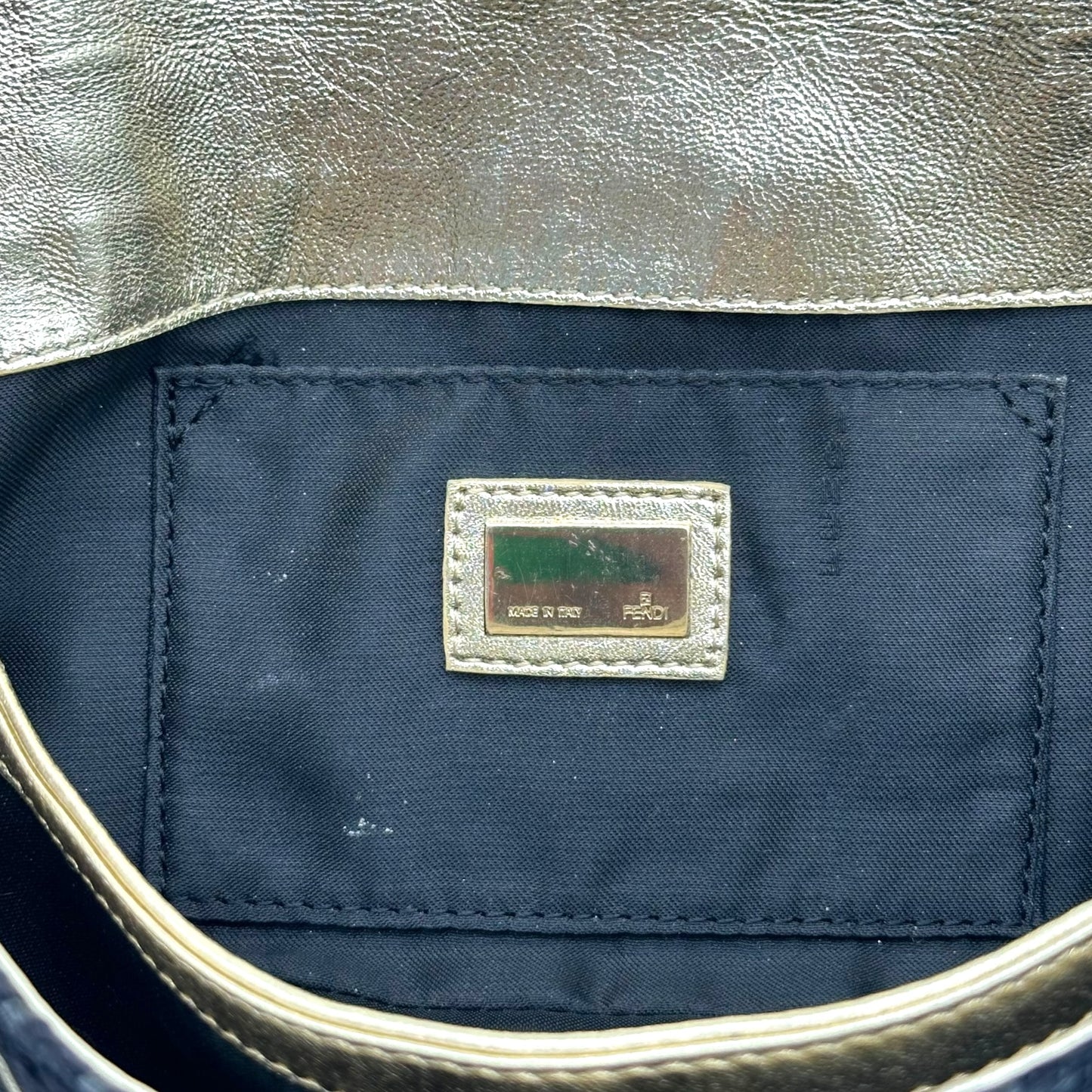 Fendi Black Velvet Zucchino Monogram East West Bag