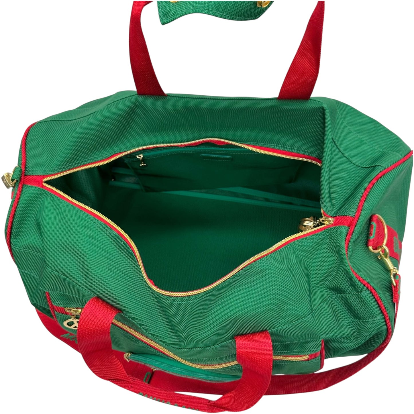 Moschino 90's Green & Red Peace Sign Large Duffle Bag