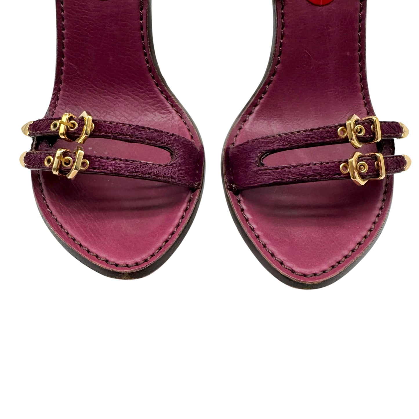 Louis Vuitton Multicolor Ponyhair & Croc Sandal Heels