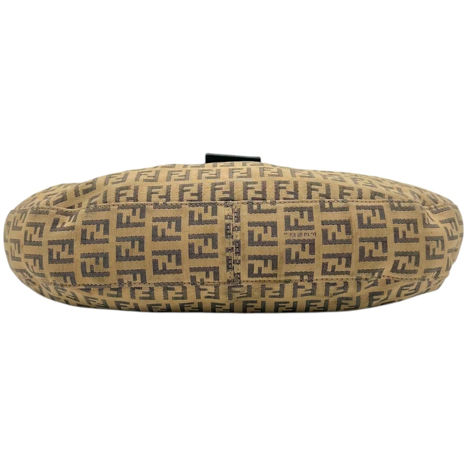 Fendi Crescent Baguette Bag Beige Black Zucchino Monogram