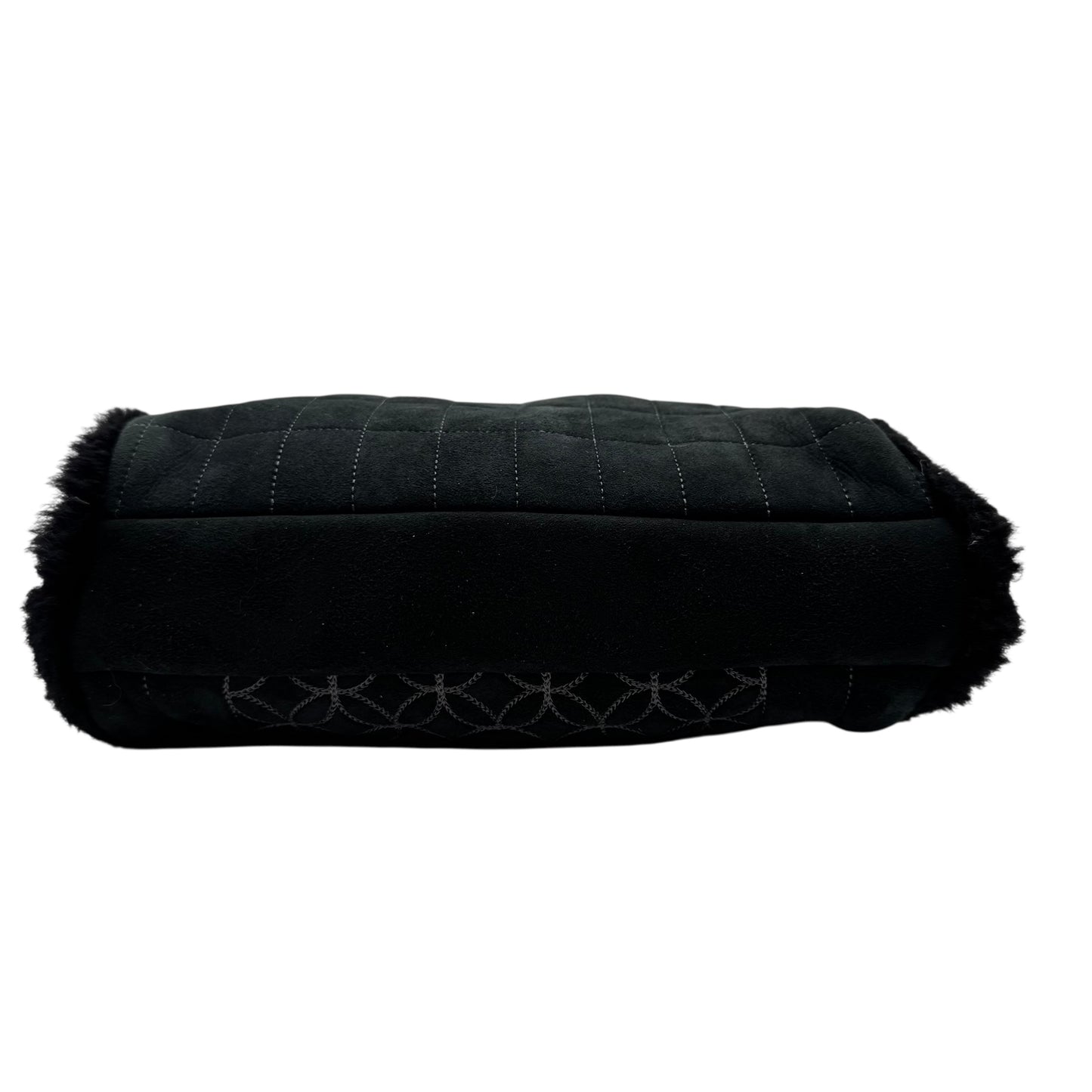 Chanel Black Shearling Quilted Logo Shoulder Bag 2005-06 - Outfit Repeater