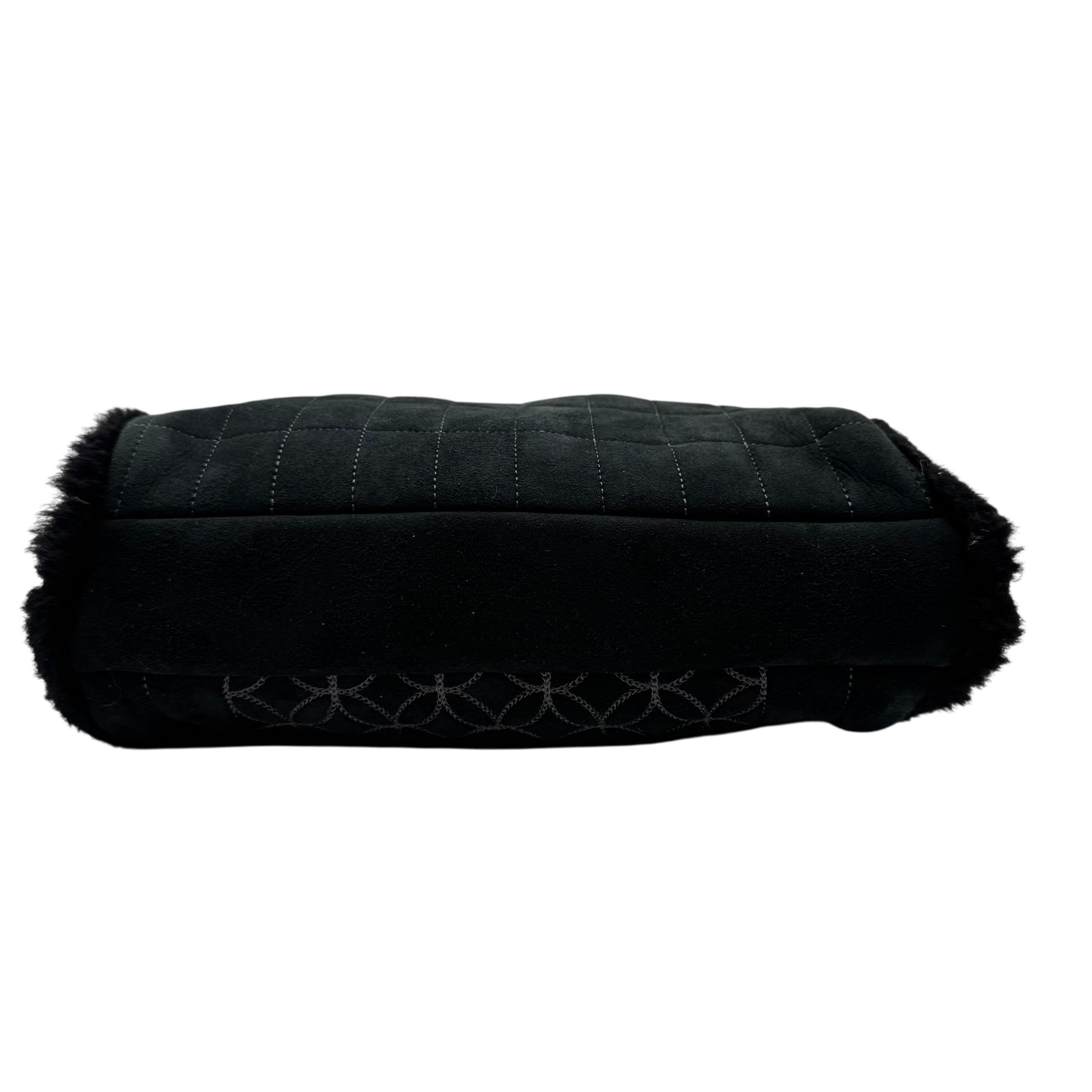 Chanel Black Shearling Quilted Logo Shoulder Bag 2005-06 - Outfit Repeater