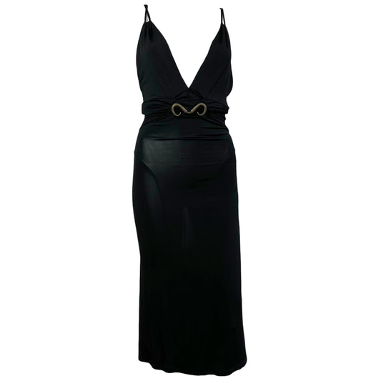 Just Cavalli Roberto Cavalli Horn Emblem Black Midi Dress