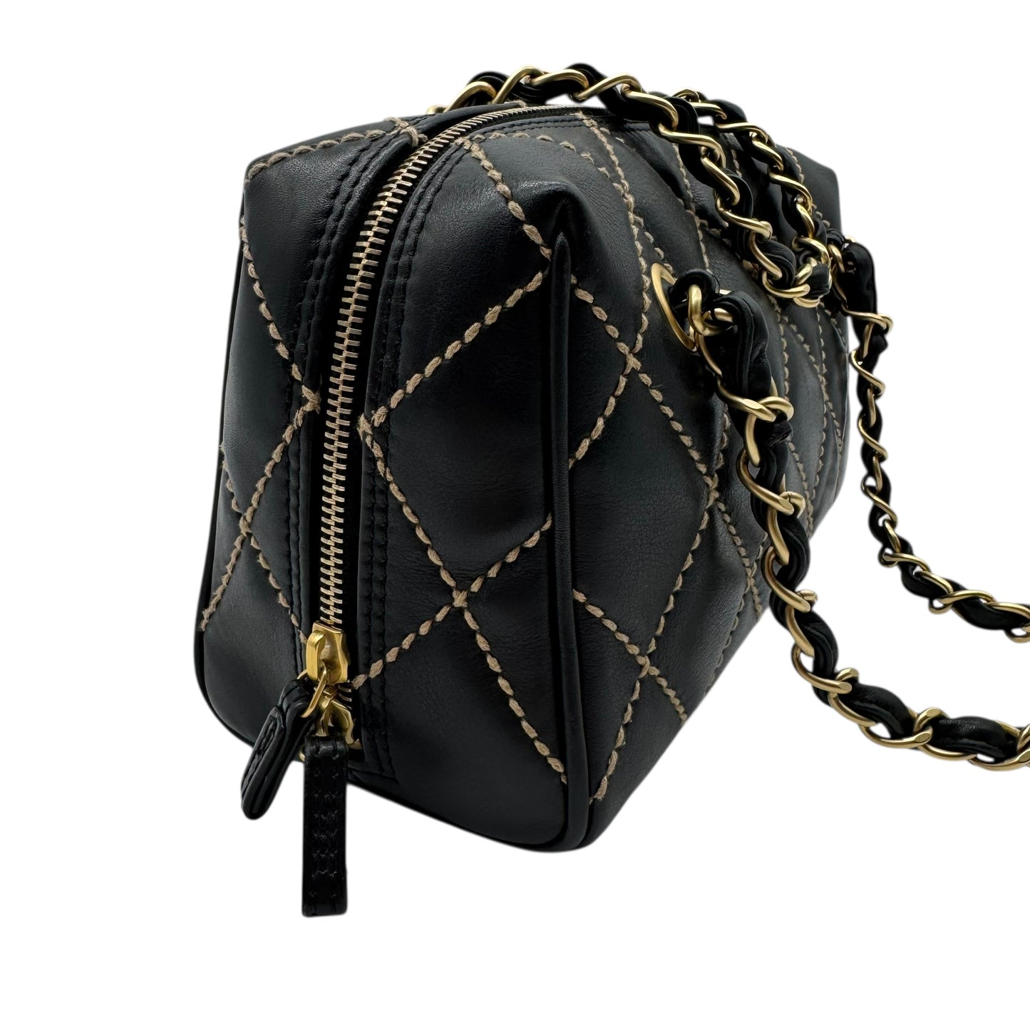 Chanel Black Wild Stitch Surpique Bowler Bag 2003-04 - Outfit Repeater
