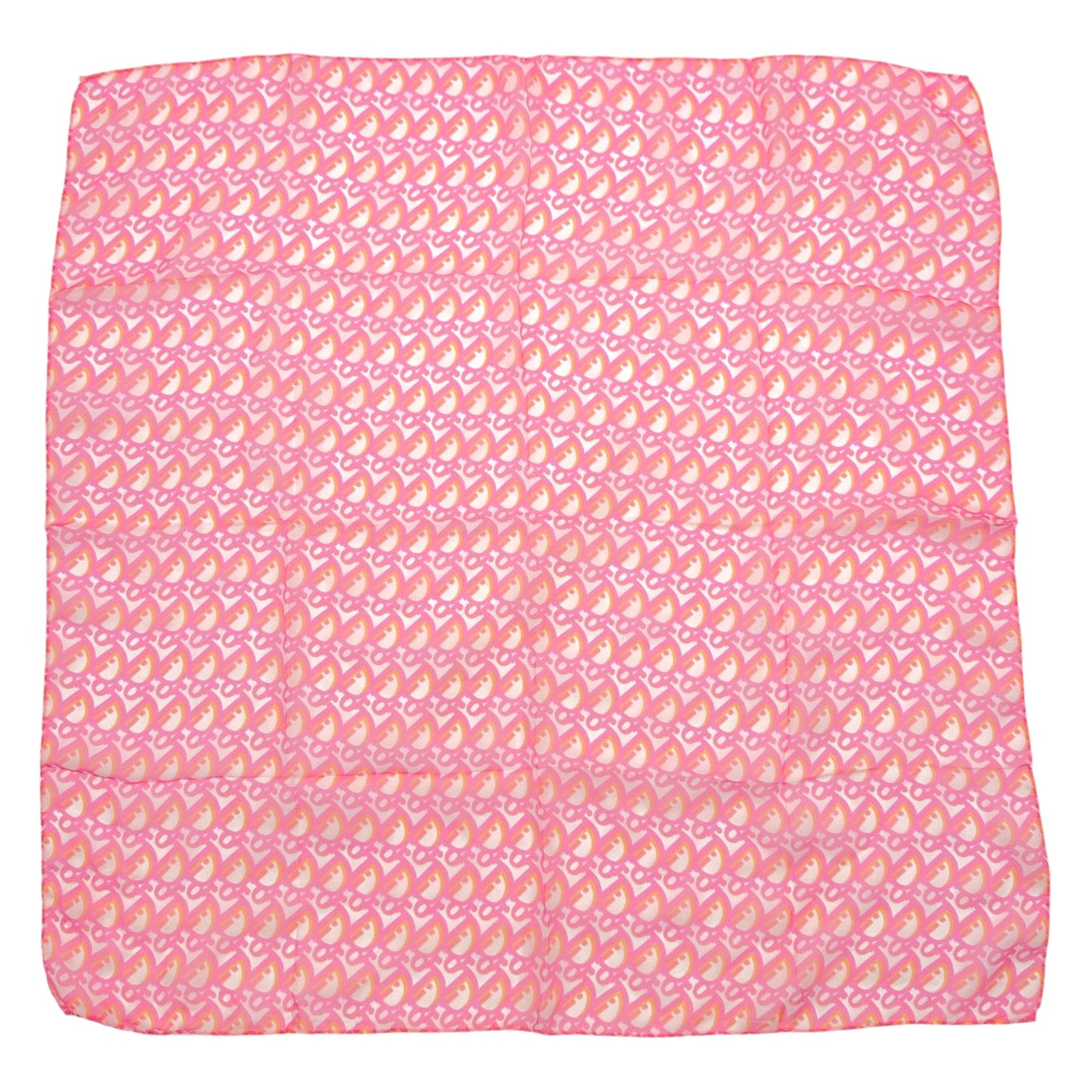 Christian Dior Silk Square Scarf Pink Orange Monogram
