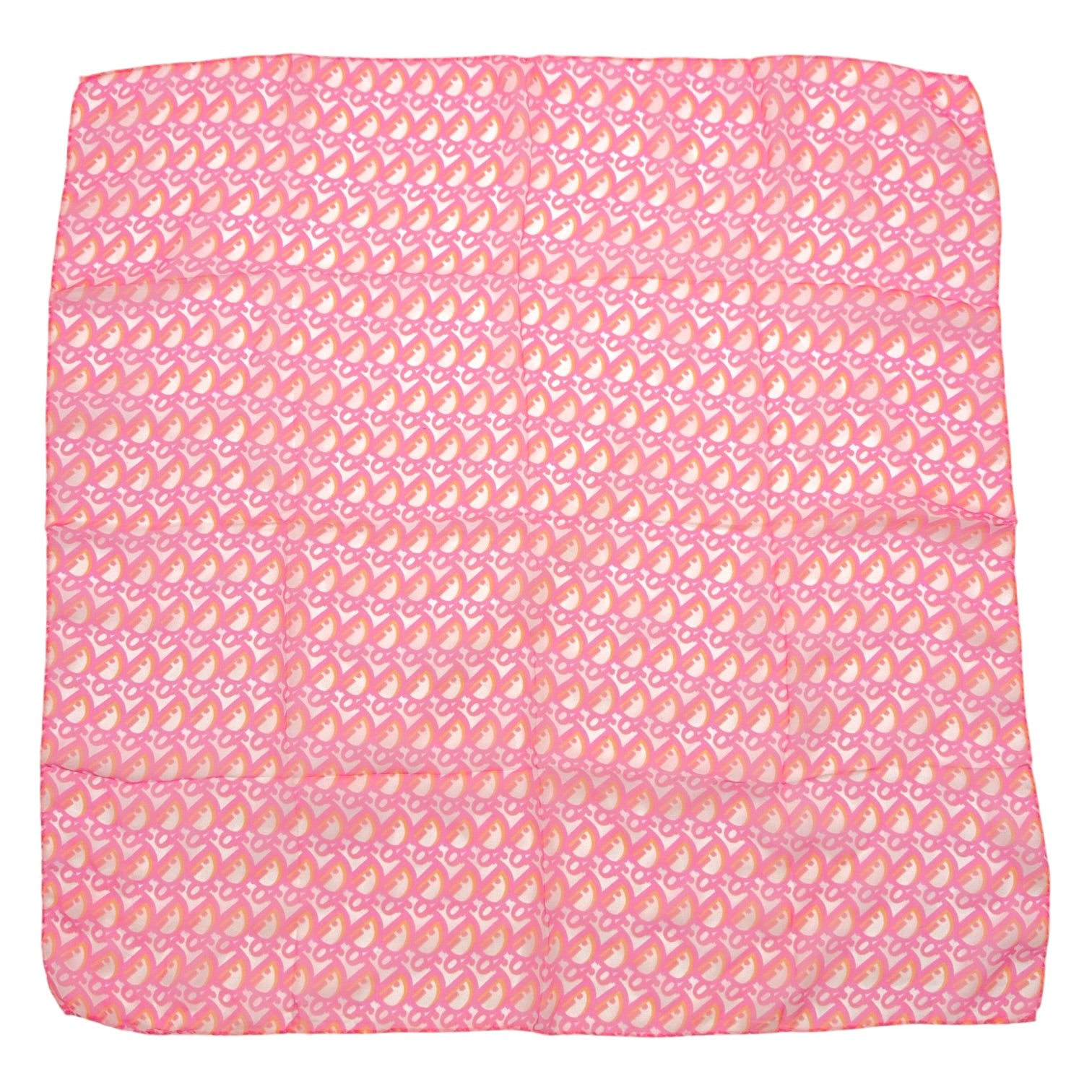 Christian Dior Silk Square Scarf Pink Orange Monogram