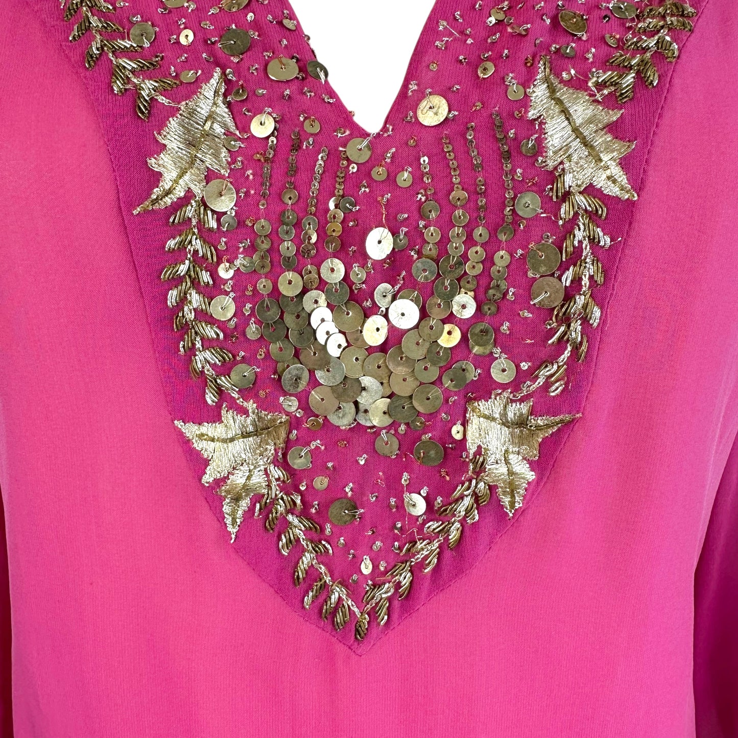 Versace Pink Sheer Blouse With Silk Sequin Trim