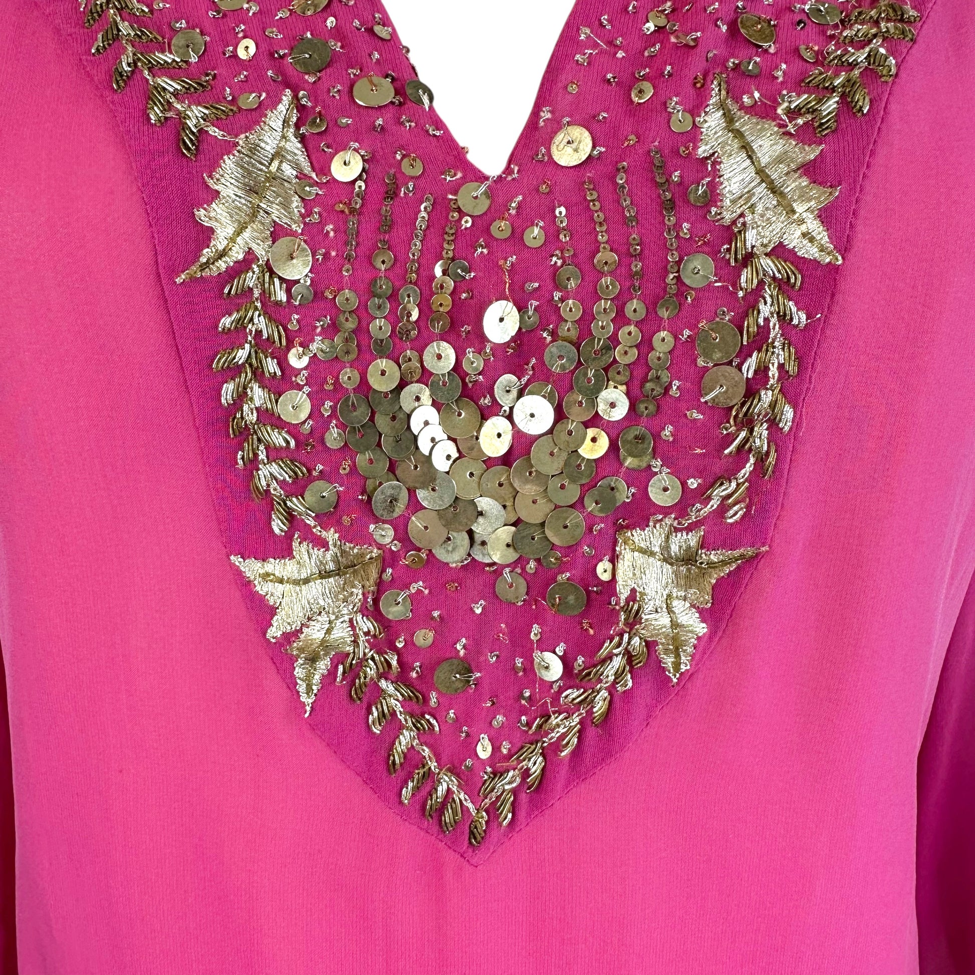 Versace Pink Sheer Blouse With Silk Sequin Trim