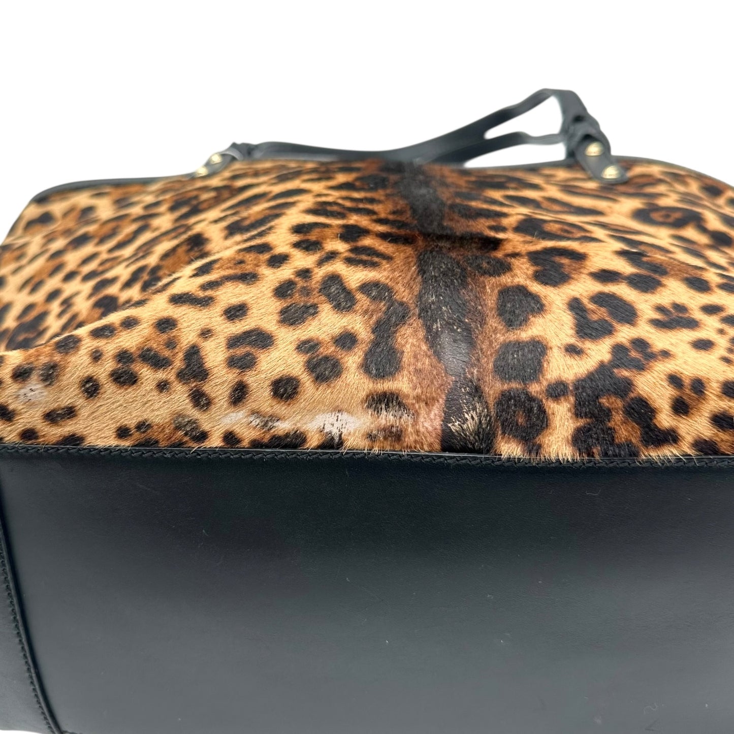 Gucci Leopard Print Ponyhair Tote Bag