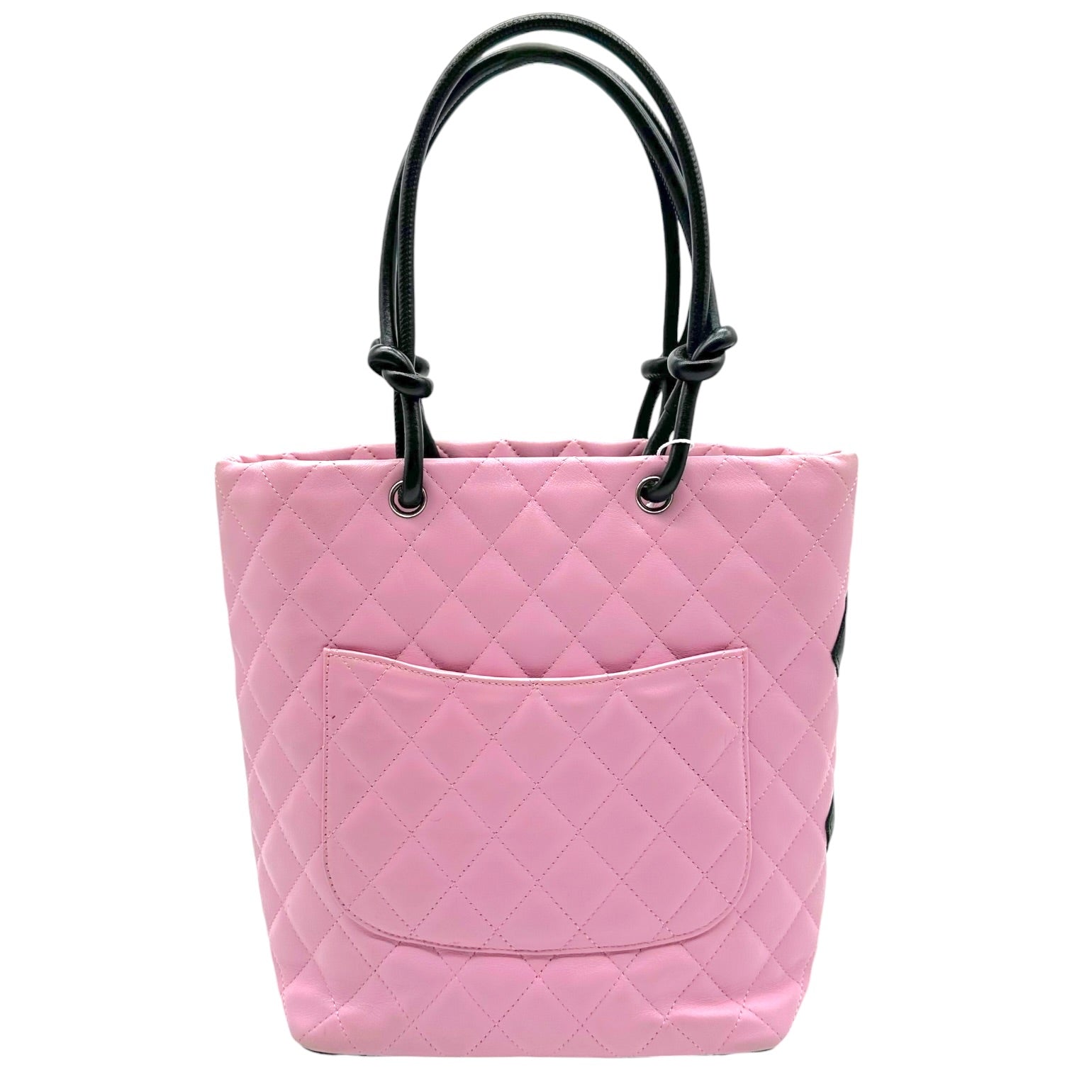 Chanel Small Tote Bag Pink Black Cambon Matelasse
