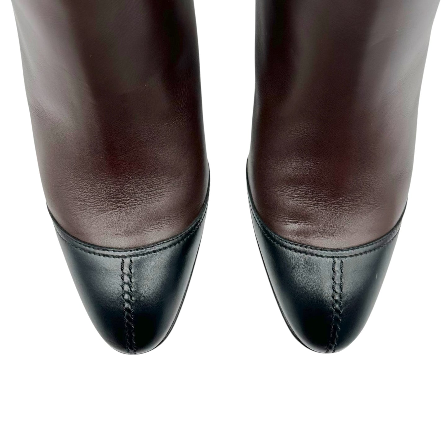 Chanel Brown & Black Leather Heeled Riding Boots