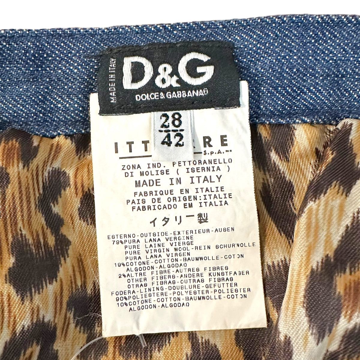 Dolce & Gabbana Black Tweed Denim Leopard Print Midi Skirt