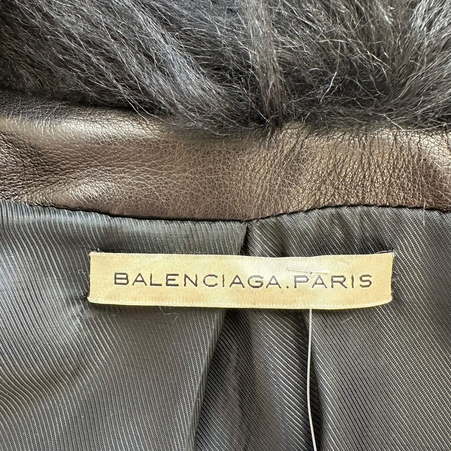 Balenciaga Black Leather Fur Trim Jacket