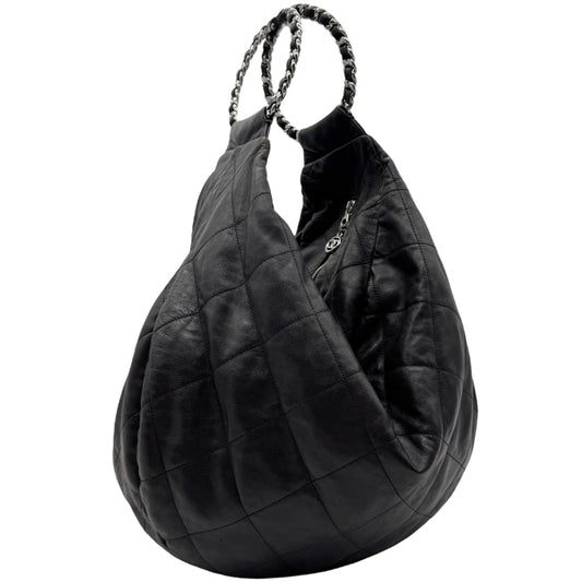 Chanel Black Matelasse Quilted Lambskin Oversized Ring Handle Hobo 1994-96] - Outfit Repeater
