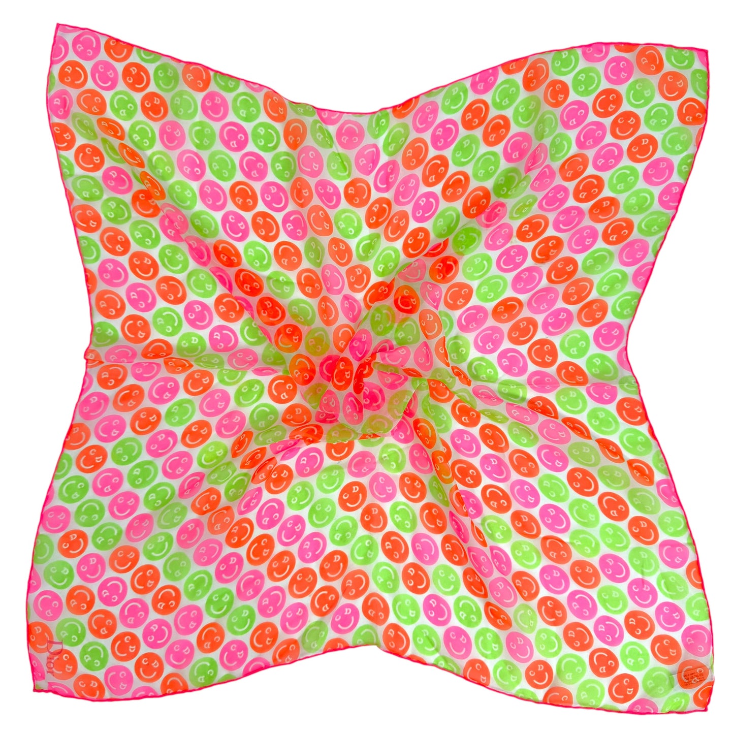 Christian Dior F/W 2001 Neon Pink & Green CD Smiley Face Sheer Silk Square Scarf