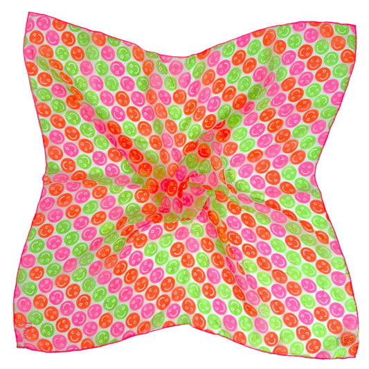 Christian Dior Sheer Silk Square Scarf Neon Pink Green
