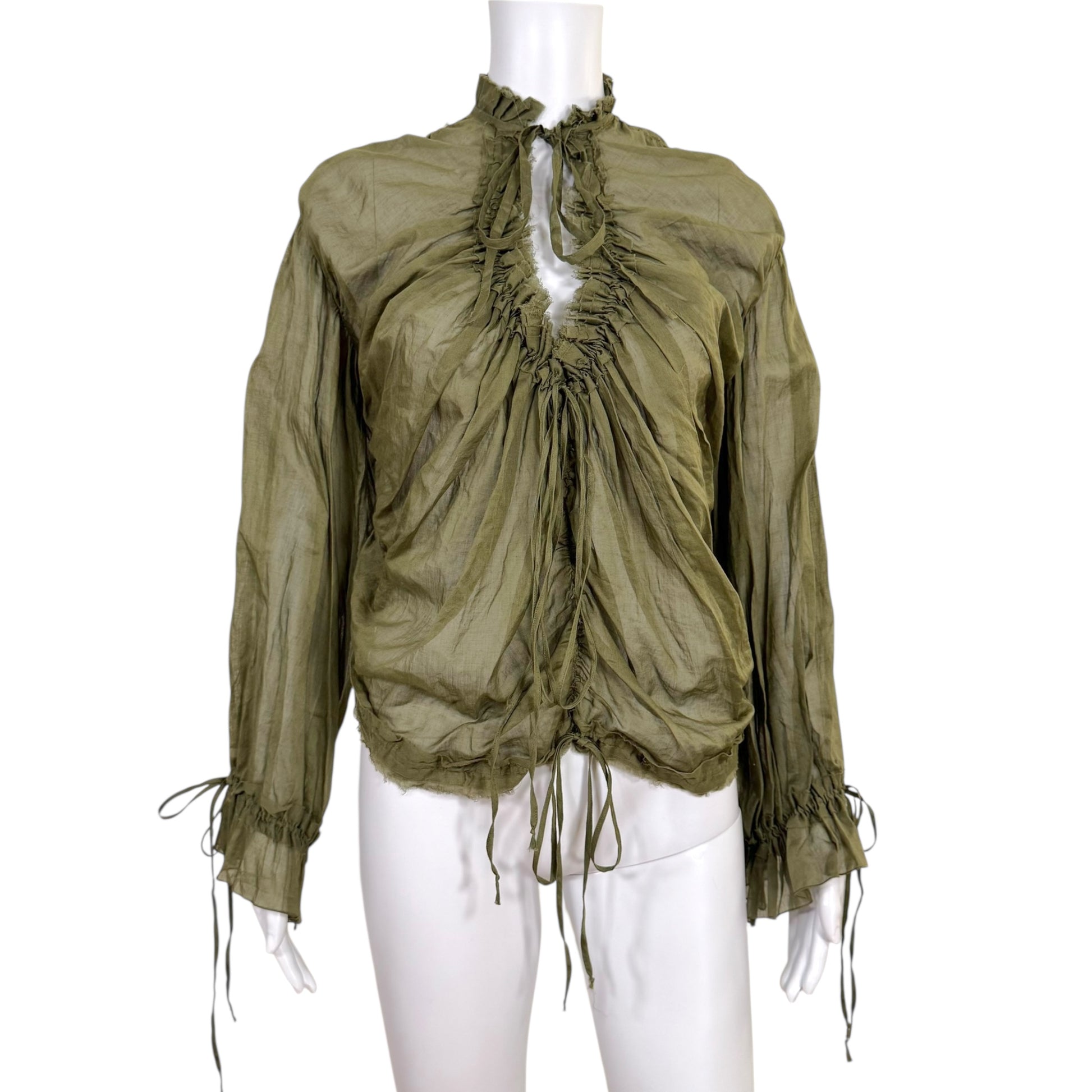 Dsquared2 Khaki Green Multi-Tie Sheer Blouse NEW - Outfit Repeater