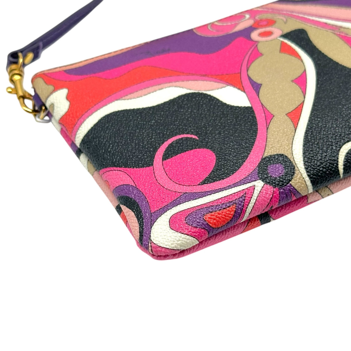 Emilio Pucci Black Multicolor Printed PVC Pochette Bag