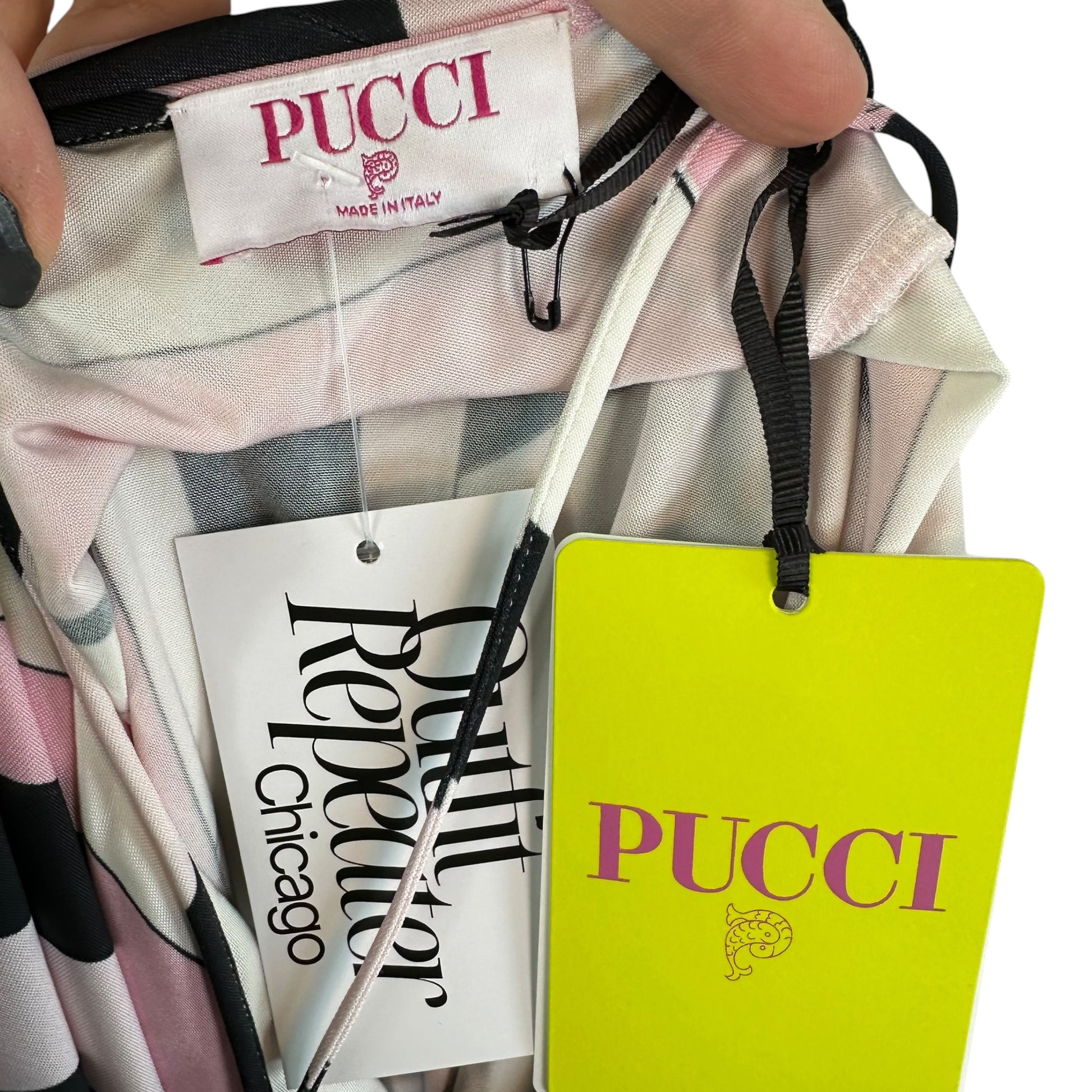 Emilio Pucci Pink Black Printed Halter Mini Dress