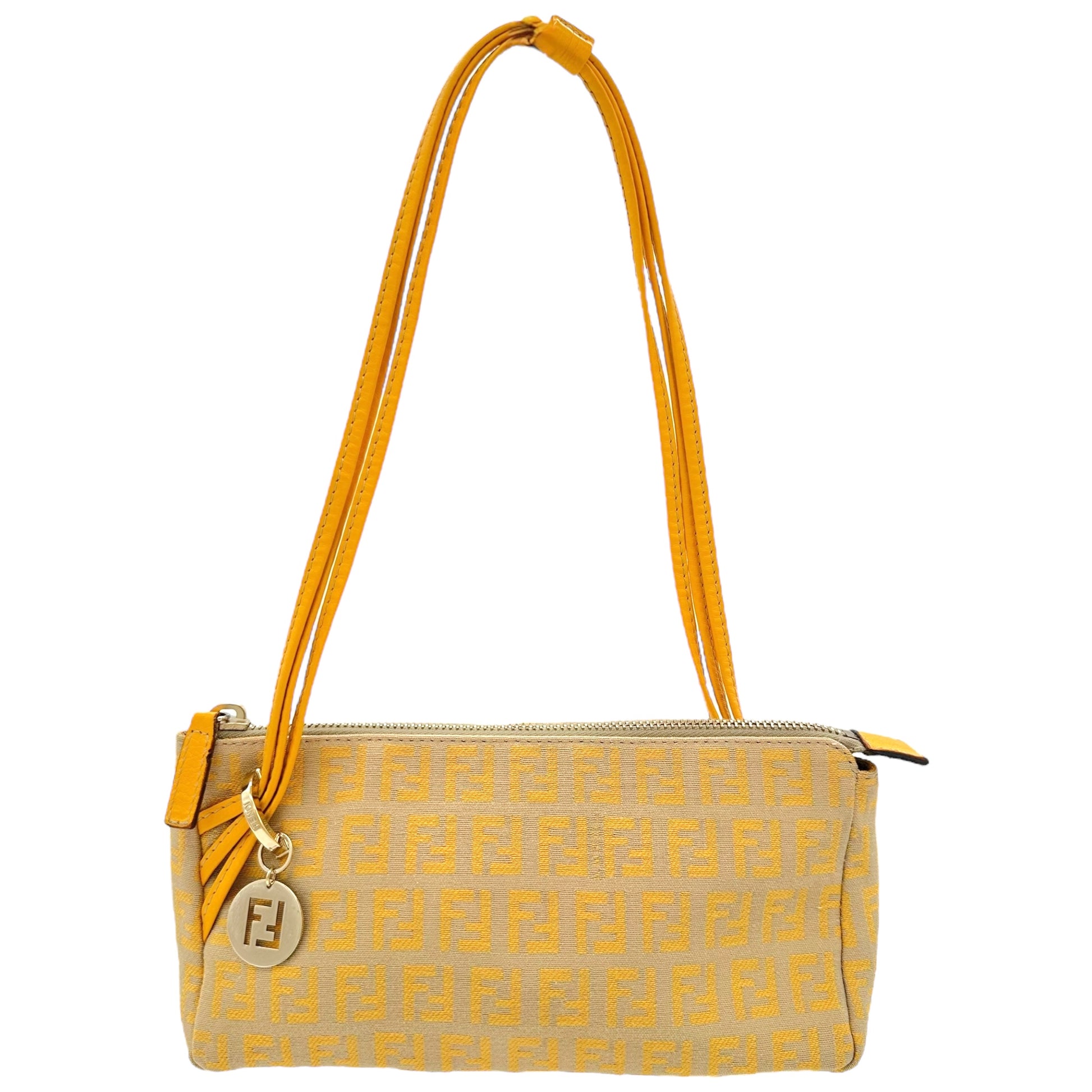 Fendi Yellow & Tan Zucchino Monogram Pochette Bag - Outfit Repeater