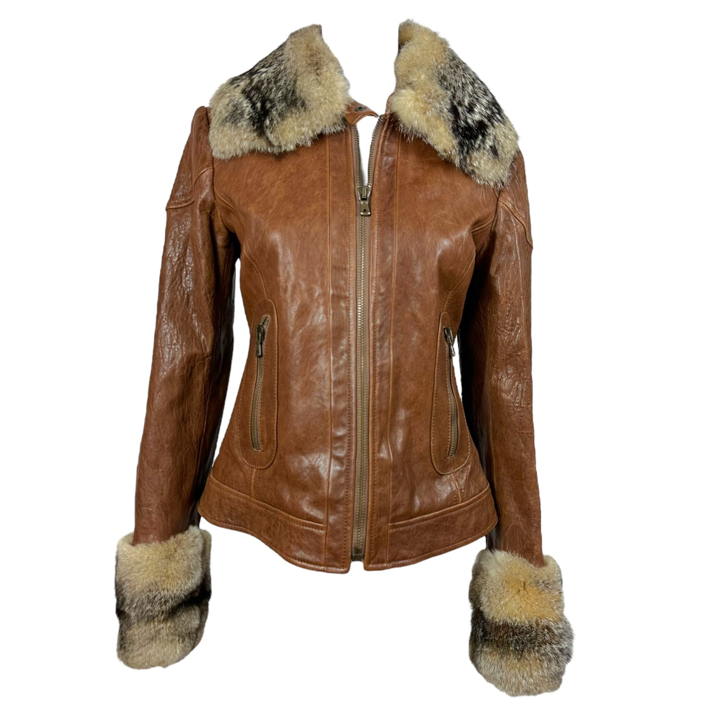 Dolce & Gabbana Brown Leather Fur Trim Jacket - Outfit Repeater