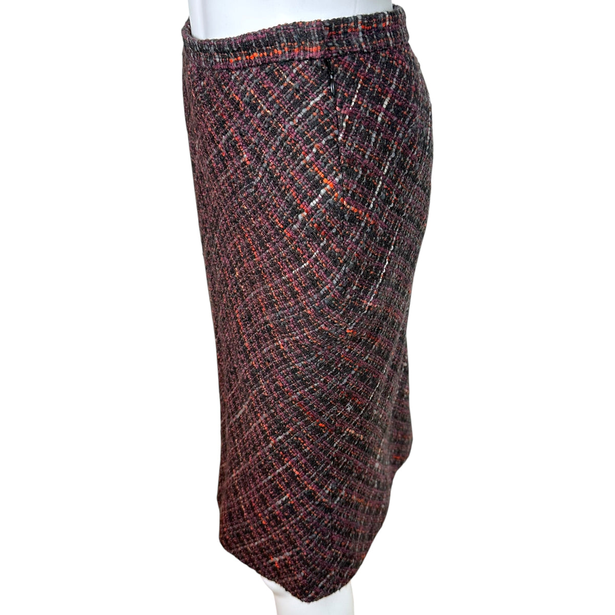 Dolce & Gabbana Purple Multicolor Tweed Midi Skirt