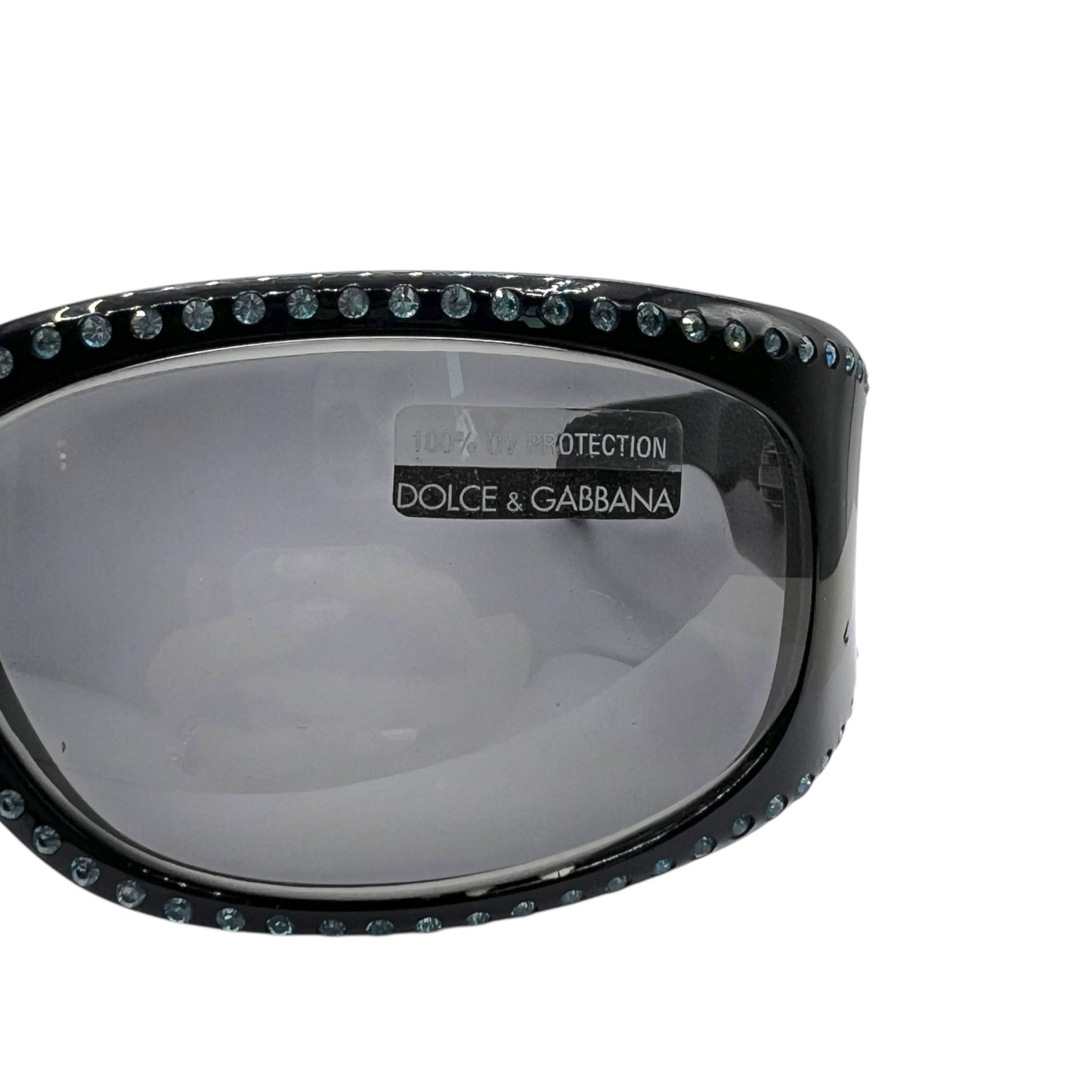 Dolce & Gabbana DG710S Black & Light Blue Crystal Embellished Oval Sunglasses
