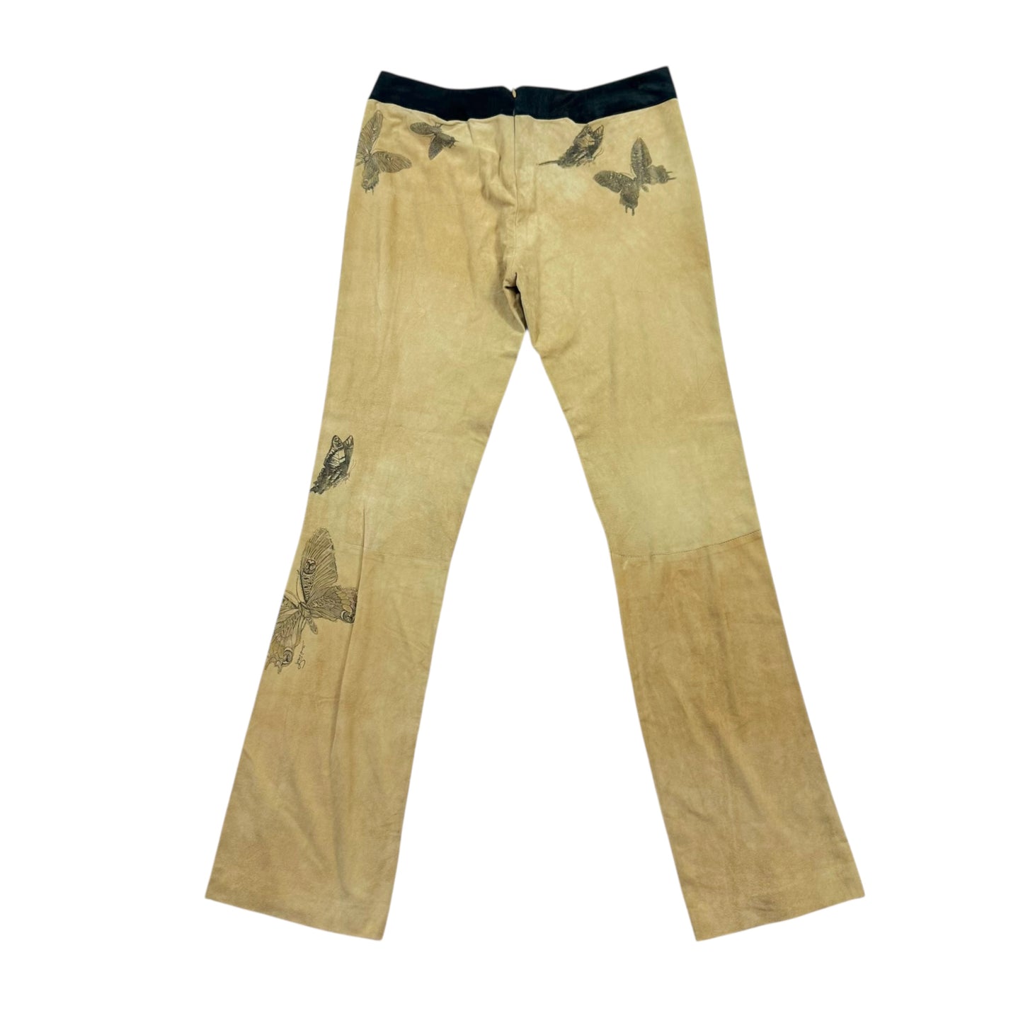 Roberto Cavalli 90's Suede Painted Butterfly Pants