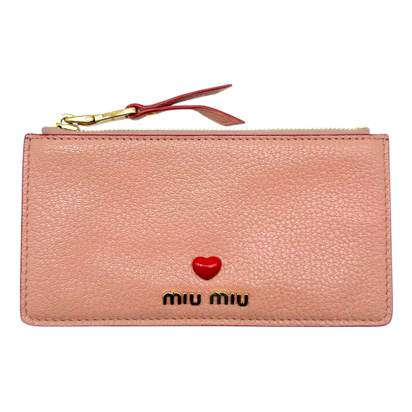 Miu Miu Pink Love Letter Cardholder Zip Wallet