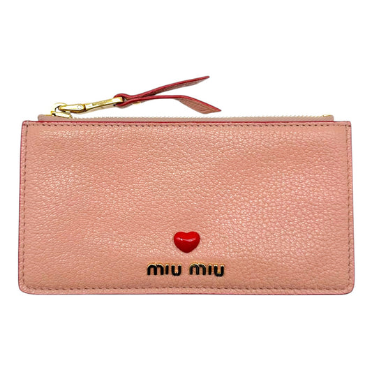 Miu Miu Pink Love Letter Cardholder Zip Wallet