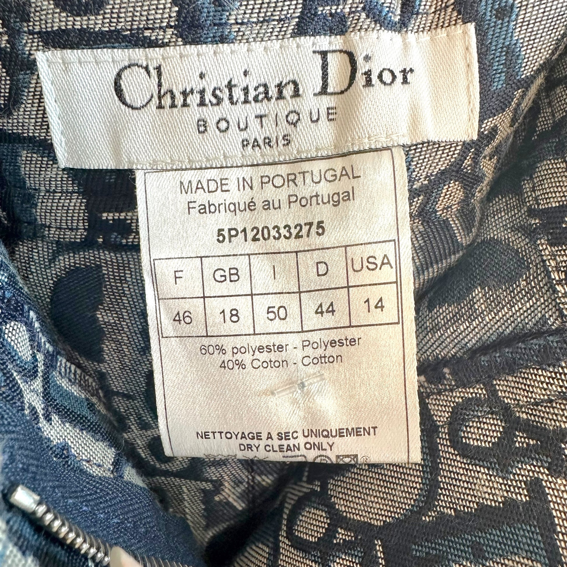 Christian Dior S/S 2005 Navy Blue Trotter Monogram Midi Skirt - Outfit Repeater