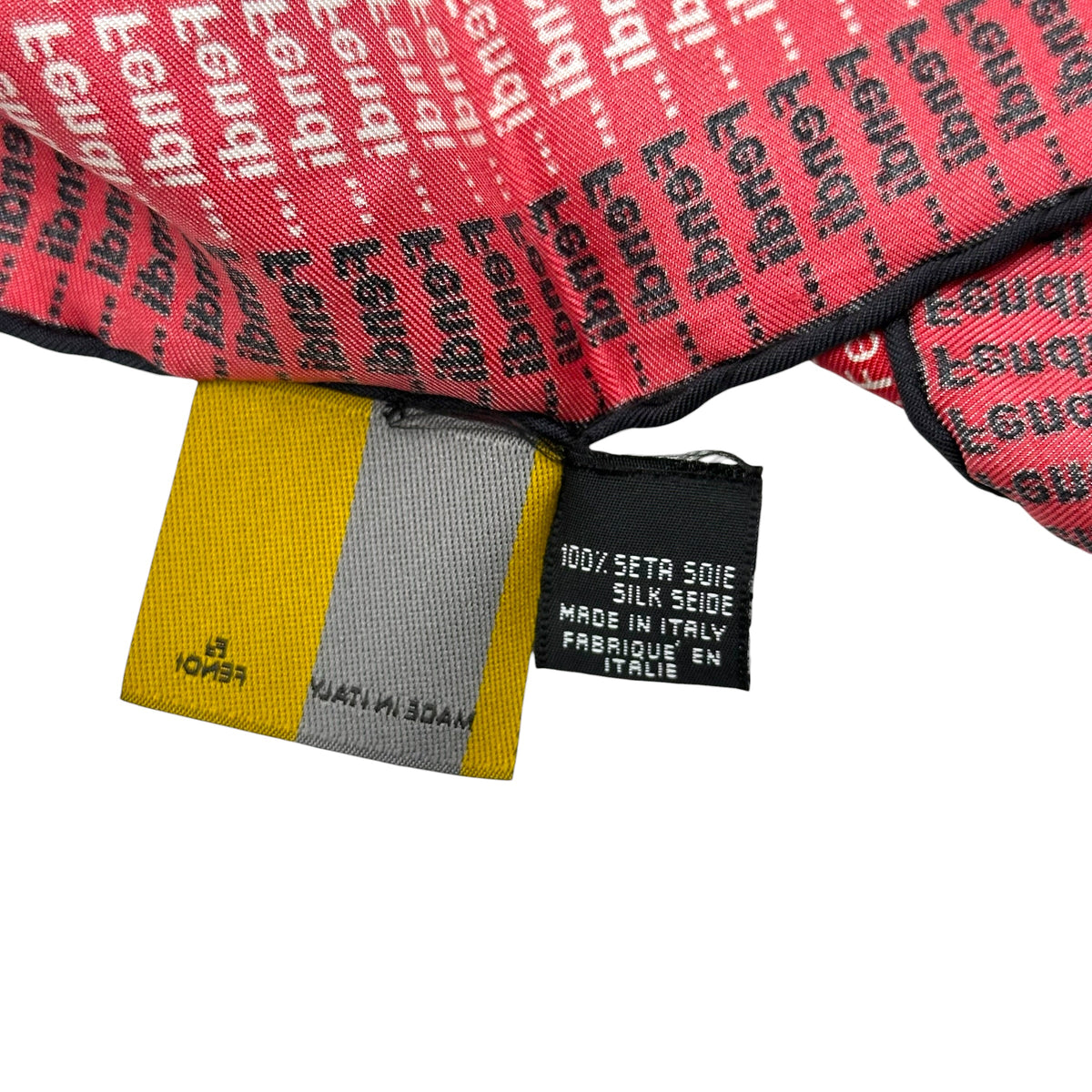 Fendi Silk Bandana Scarf Red White Spell-Out Logo