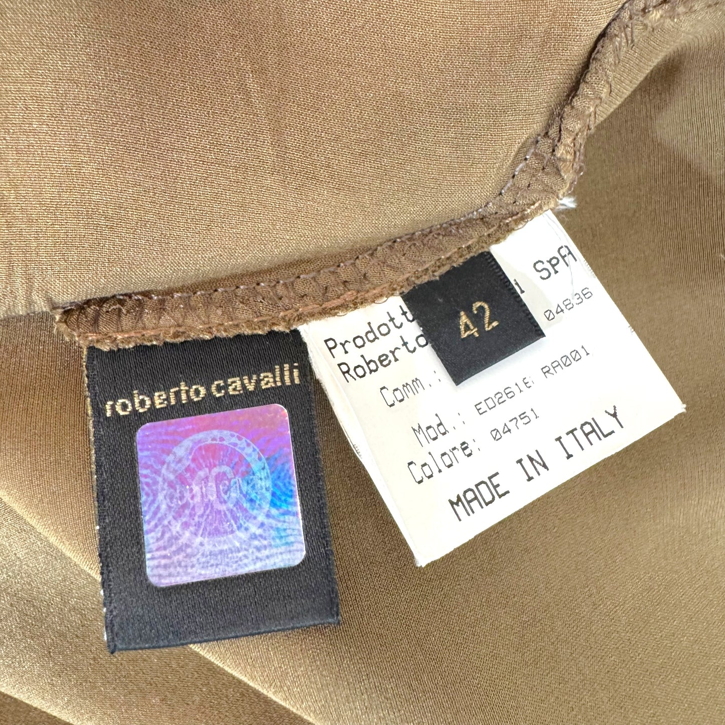 Roberto Cavalli Silk Sleeveless Blouse Brown Tie-Front