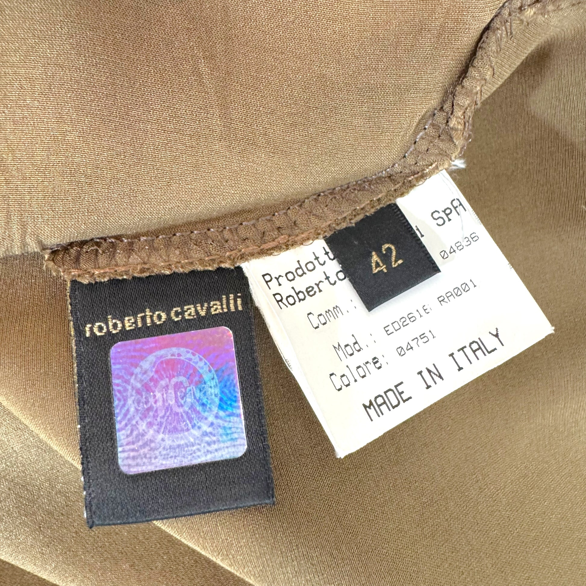 Roberto Cavalli Silk Sleeveless Blouse Brown Tie-Front