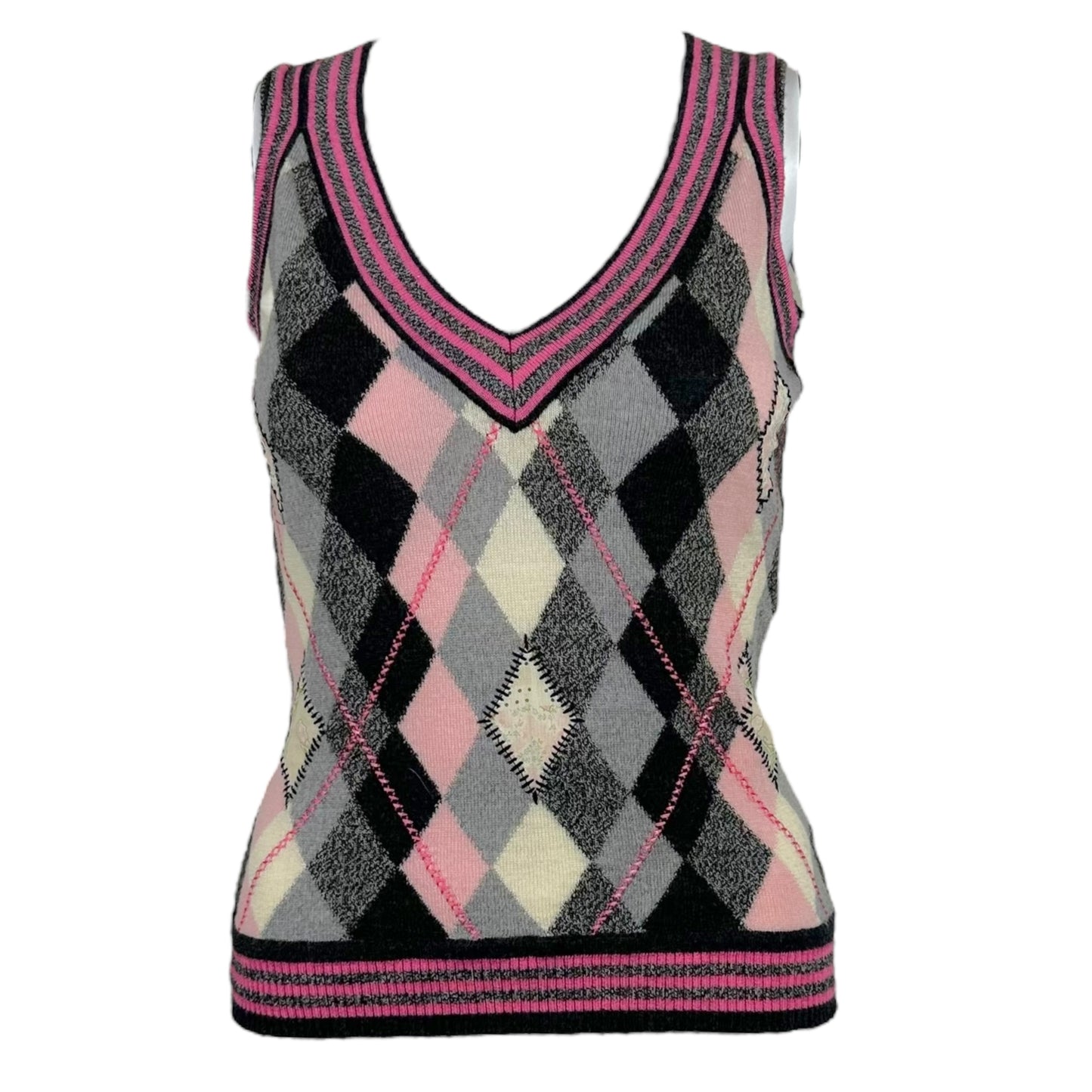 John Galliano F/W 2004 Pink & Gray Argyle Tank Top