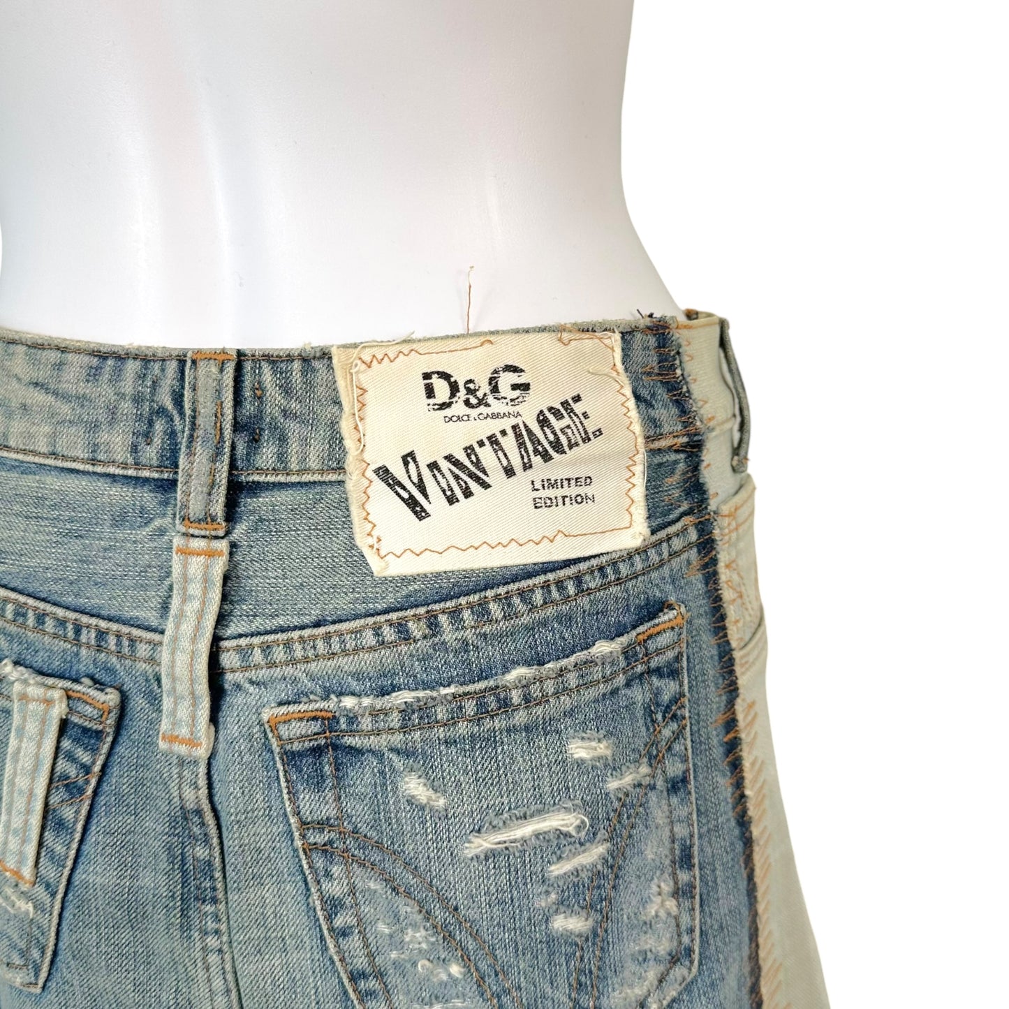 D&G Dolce & Gabbana 'Vintage' Distressed Denim Mini Skirt - Outfit Repeater