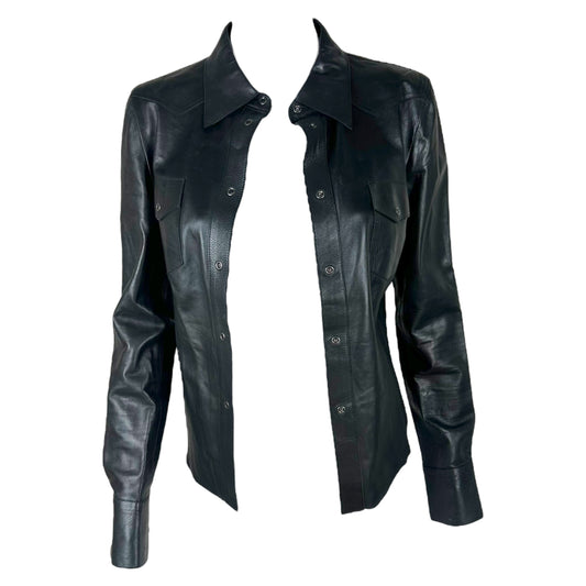 Gucci by Tom Ford Black Leather Shirt