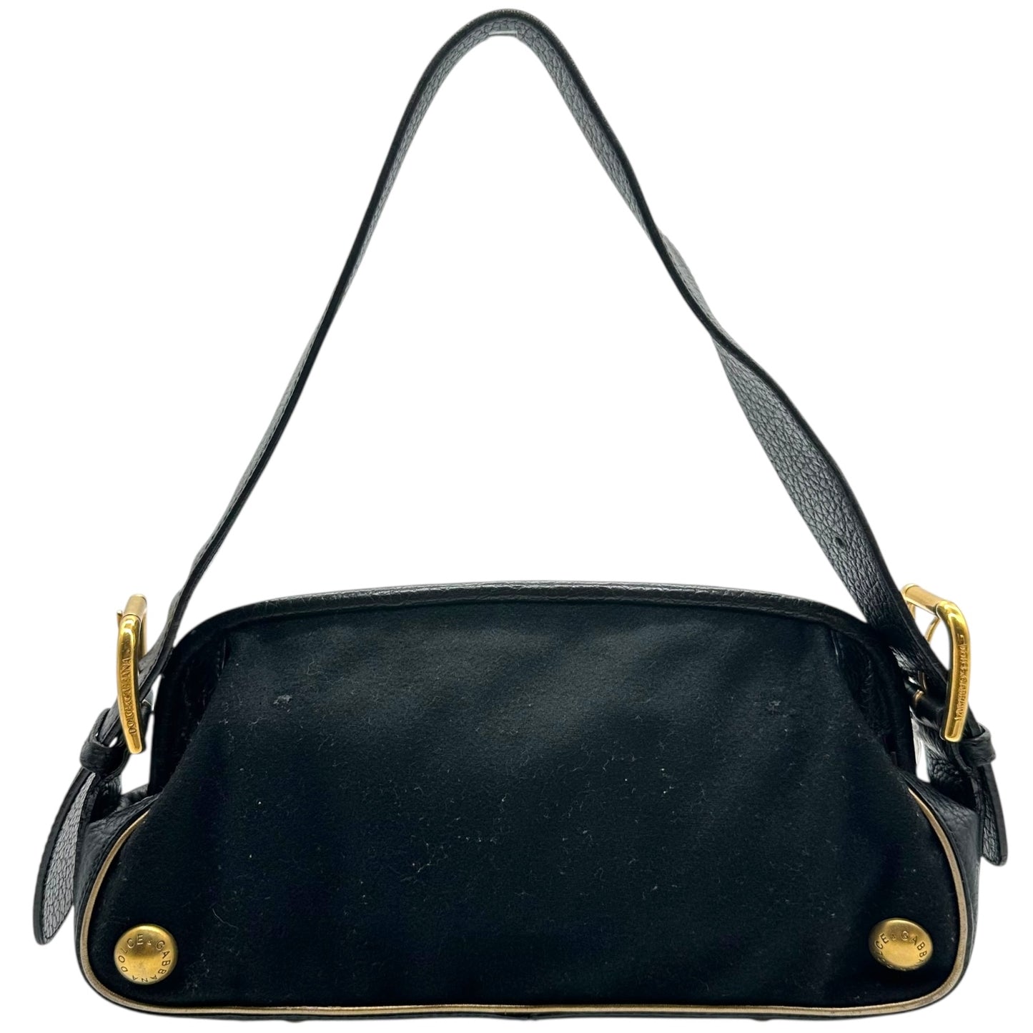 Dolce & Gabbana Black Embroidered Logo Emblem Shoulder Bag