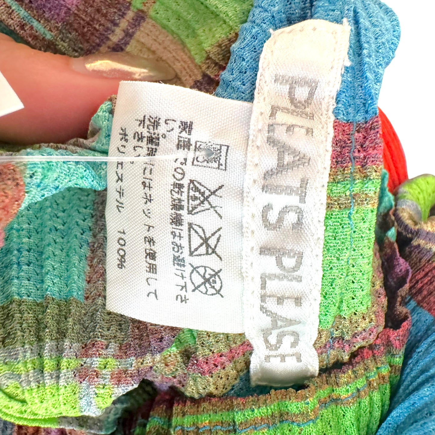 Issey Miyake Pleats Please Blue Green & Red Plaid Print Pleated Maxi Dress Sz 5