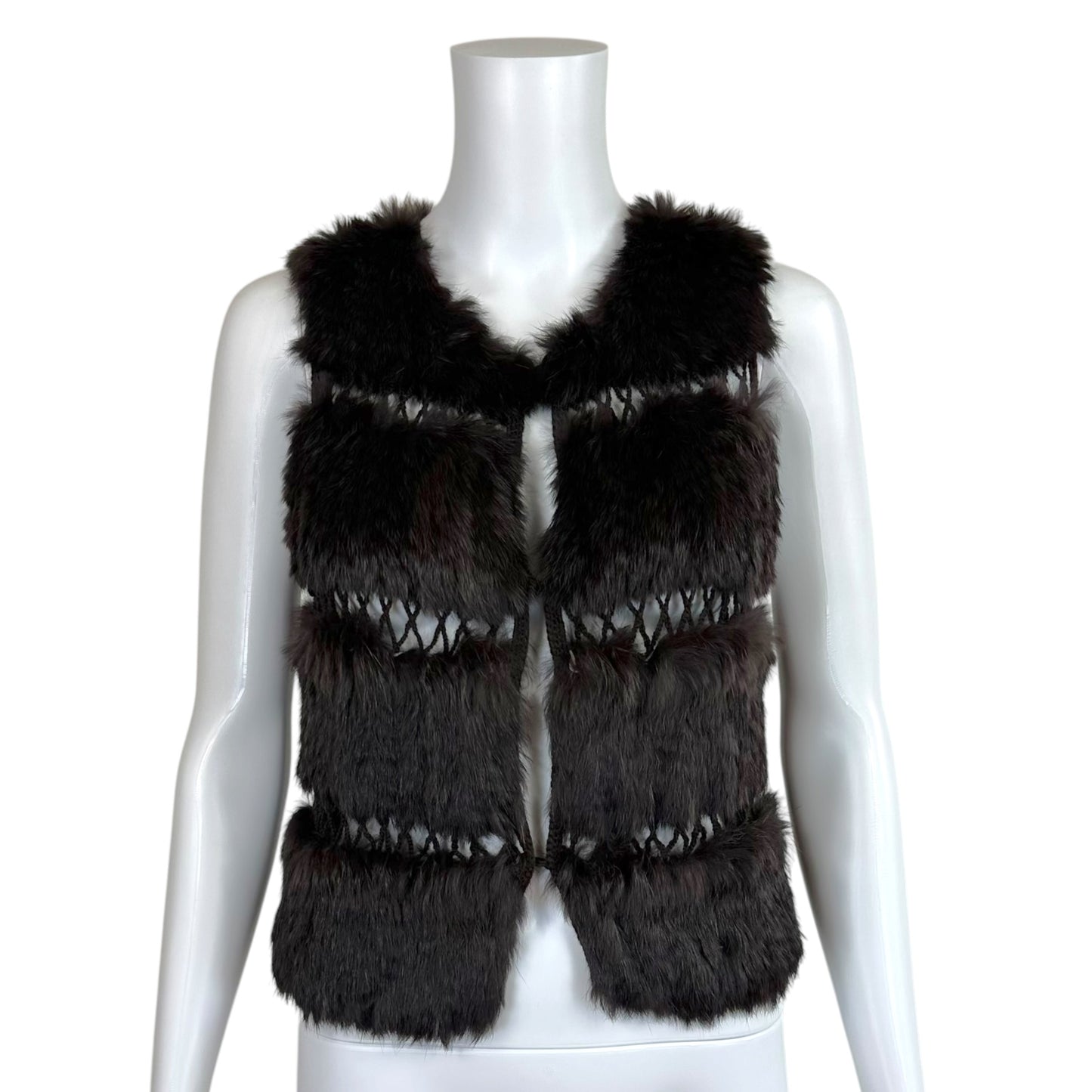BCBGMaxAzria Brown Rabbit Fur Vest