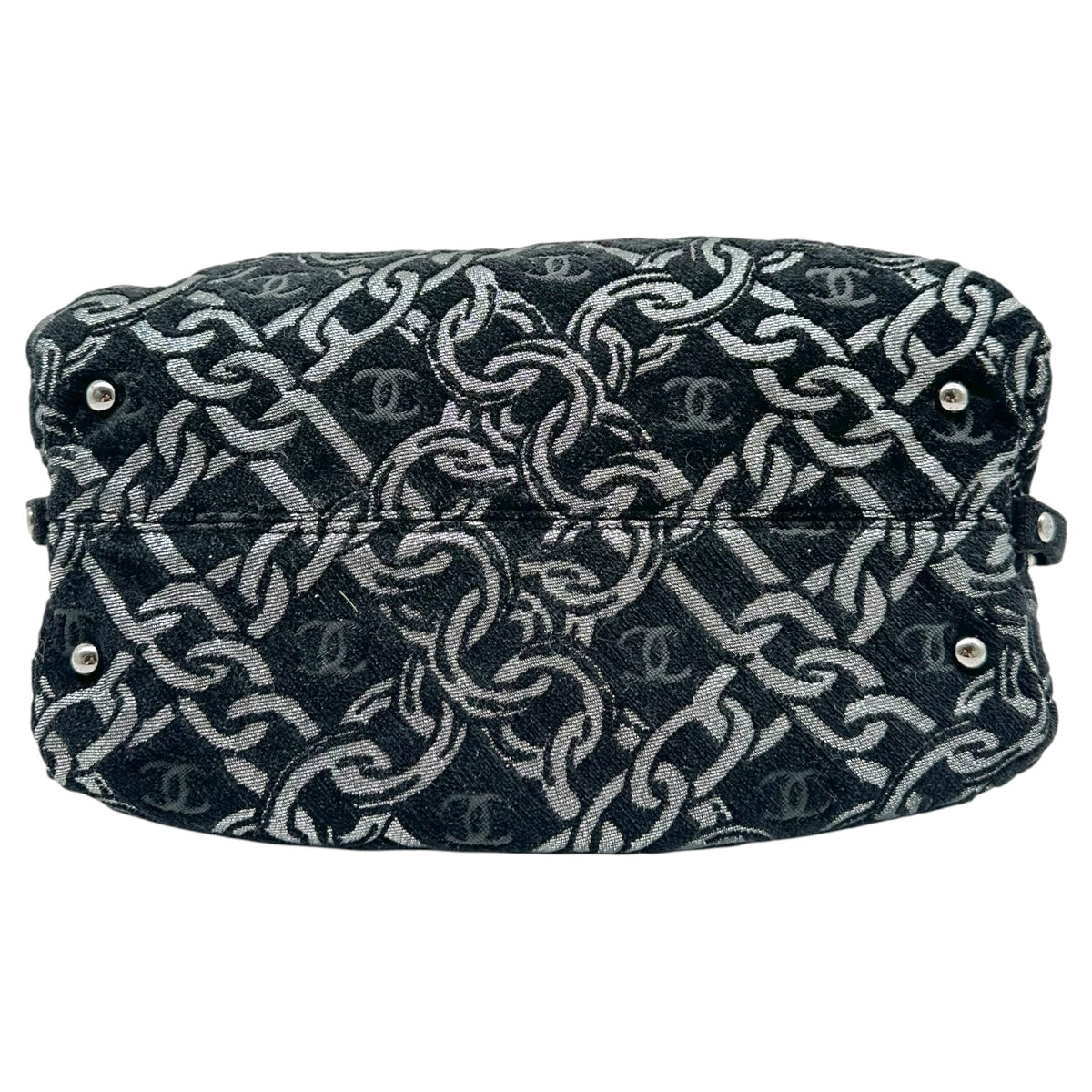 Chanel Black Silver Loop Terry Shoulder Bag