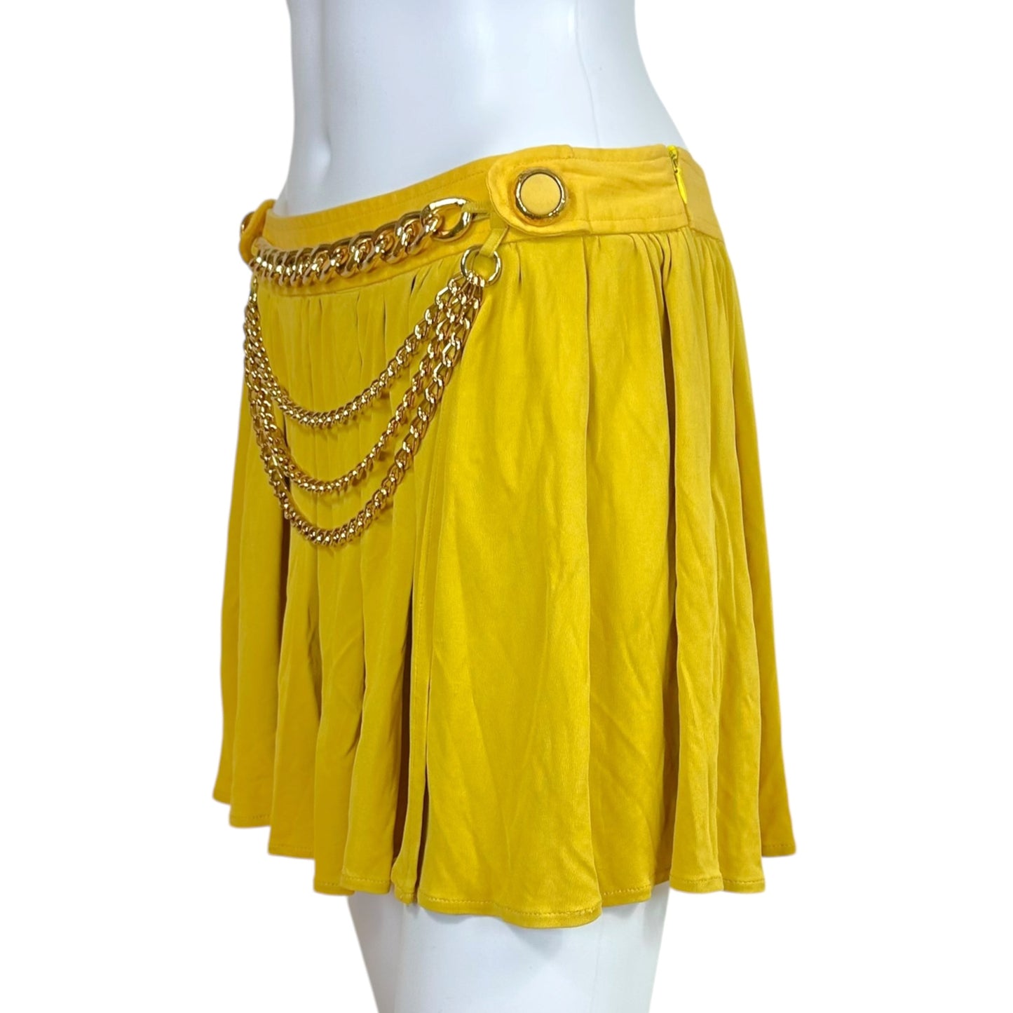 D&G Dolce & Gabbana Yellow Chain Embellished Mini Skirt