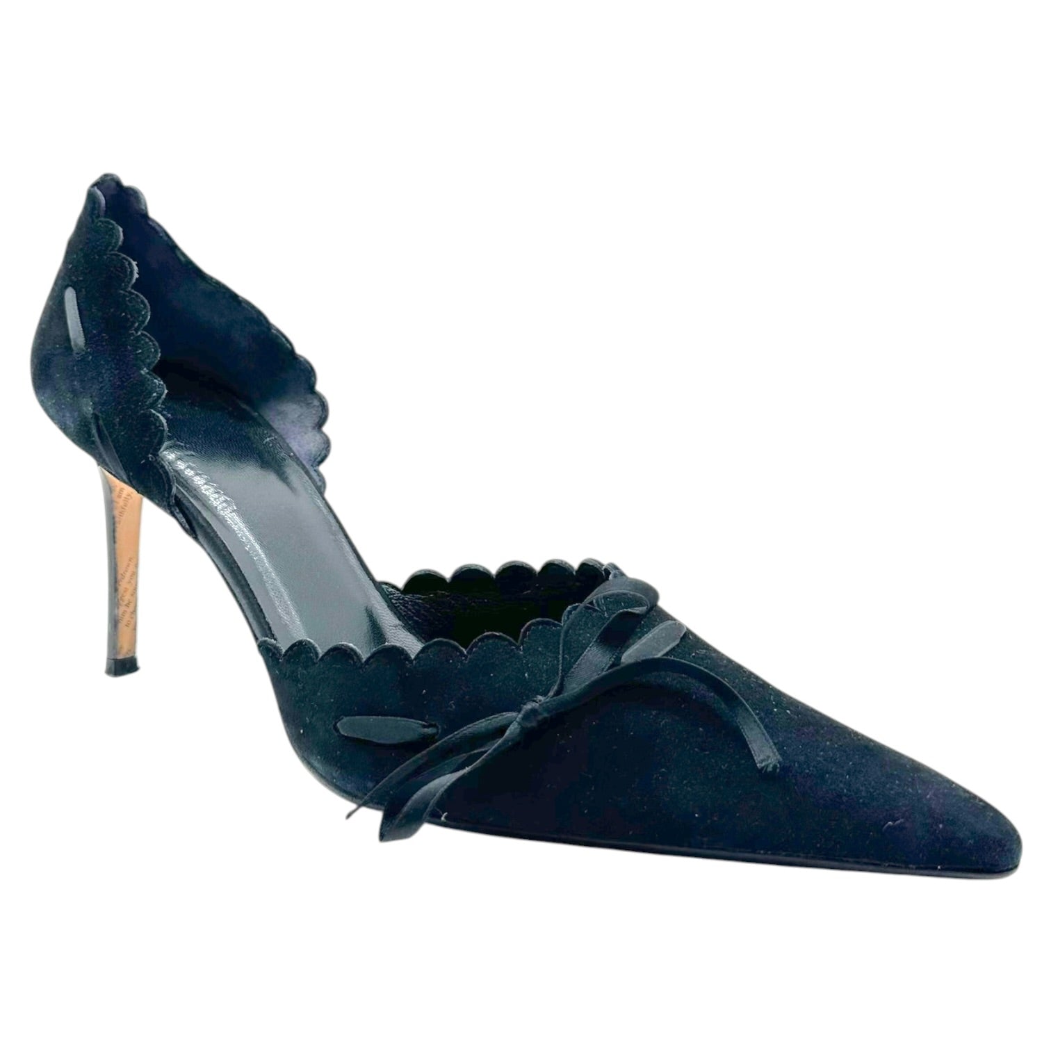 John Galliano Black Suede D'Orsay Heels