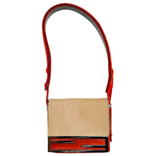 Fendi 2-Way Shoulder Bag Tan Burnt Orange Ponyhair