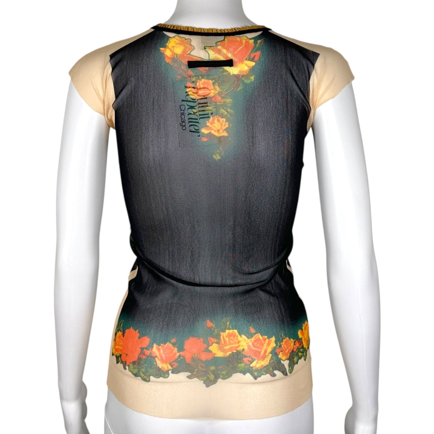 Jean Paul Gaultier Mesh Rose Printed T-Shirt